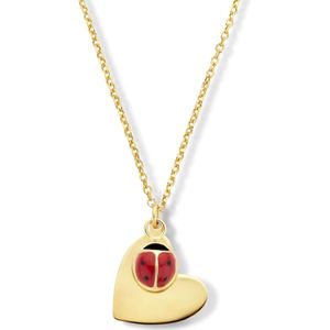 goud (geelgoud) collier hart en lieveheersbeestje 42 - 45 cm 4025423