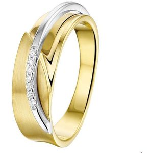 ring diamant poli/mat 0.035ct h si 14K bicolor goud geel/wit 4207592