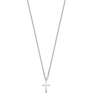 Zilver Gerhodineerde collier kruis 41 - 43 - 45 cm 1341215