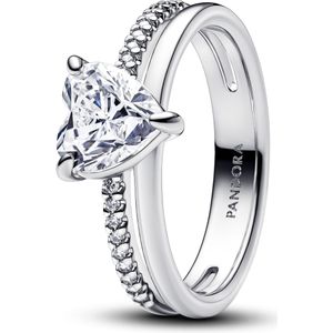 Pandora 193100C01-50 - Double Band Heart - Silver - Ring-50 is maat 16