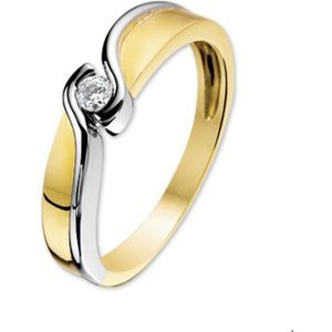ring zirkonia 14K bicolor goud geel/wit 4205618