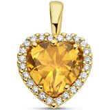 goud (geelgoud) hanger hart citrien 1.00ct en diamant 0.10ct h si halo 4024864