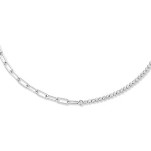 zilver gerhodineerd combi-collier en paperclip ronde buis 40 + 5 cm 1335665