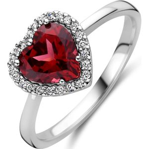 14K witgoud ring hart rhodoliet en diamant 0.10ct h si halo 4106005 17.25