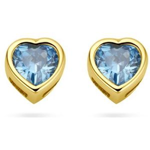 14K geelgoud oorknoppen hart met zirkonia geboortesteen 4029963