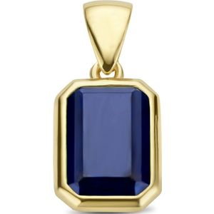 goud (geelgoud) hanger blauw zirkonia 4026687