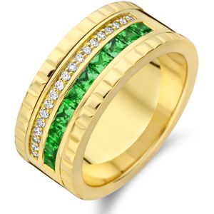 14K geelgoud ring smaragd 0.85ct en diamant 0.12ct g vsi 4027356 17.25