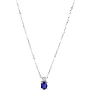 Witgouden Collier saffier en diamant 0.03ct H SI 41 + 4 cm 4105160