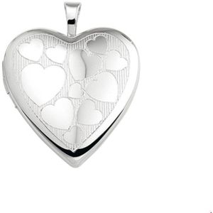 Zilver Gerhodineerde Medaillon hart gravure 1320623