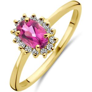 14K geelgoud ring roze topaas en diamant 0.11ct h si 4030723 16.50