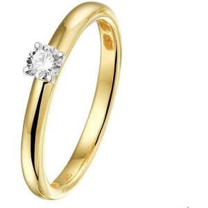Ring - Bicolor - 14K Goud - Geel/Wit - Diamant 0.15ct H SI