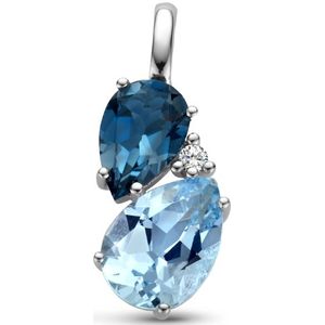 goud (witgoud) hanger london blue topaas, blauw topaas en diamant 0.010ct h p1 4105768