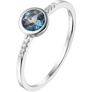 Witgouden Ring London blue topaas en diamant 0.025ct H SI 4105002 17.25 mm (54)