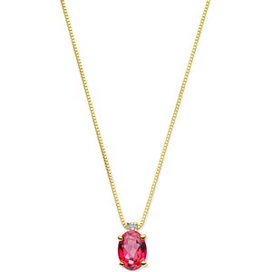 14K geelgoud collier roze topaas en diamant 40 - 42 - 44 cm 0.02ct h si 4030759