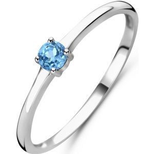 zilver gerhodineerd ring met geboortesteen blauw topaas december 1337098 17.50