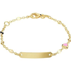 Geelgouden Graveerarmband hart plaat 4 mm 11 - 13 cm 4022356