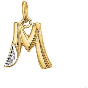 Geelgouden Hanger letter M diamant 0.005ct H SI 4006365