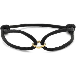 14K goud met rubber/nylon/leer armband satijn bloem diamant 0.12ct h si 13 - 26 cm 4700351