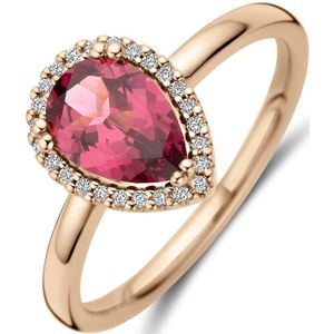 Ring - Roze - Rhodoliet En Diamant 0.08ct H Si - 14k Roségoud - 11.5mm Breedte