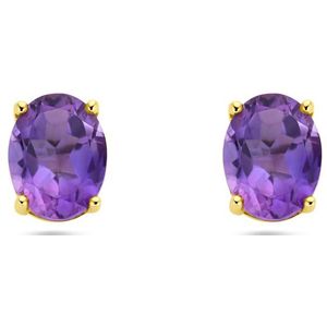 14K geelgoud oorknoppen amethist 4028713