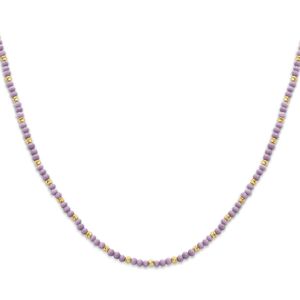 zilver verguld (geel) collier bolletjes gediamanteerd en violet glas 3,0 mm 41 + 4 cm 1 micron 2103020