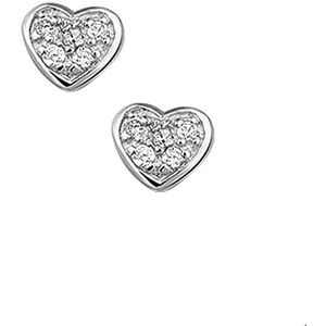 Zilver Gerhodineerde Oorknoppen hart zirkonia 1317019