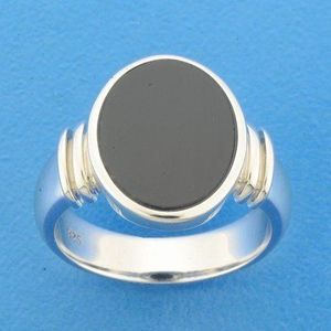 Zilver Gerhodineerde Ring onyx 1328718 21.50 mm (68)