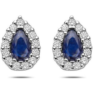 Zilver Gerhodineerde oorknoppen saffier zirkonia 8,5 mm 1341444