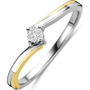 14K bicolor goud geel/wit ring diamant 0.10ct h si 4209086 17.50