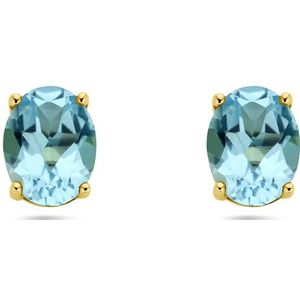 14K geelgoud oorknoppen blauw topaas 4028709