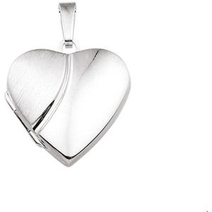 Zilveren Medaillon hart poli/mat 1014521