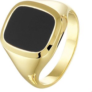 zegelring massief onyx 14K geelgoud 4020518