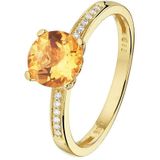 Geelgouden Ring citrien en diamant 0.05ct H SI 4022317 16.50 mm (52)