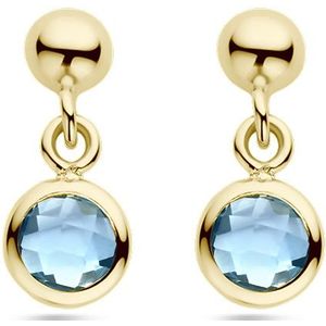 14K geelgoud oorhangers blauw topaas 4028958