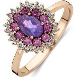 14K roségoud ring amethist, rhodoliet en diamant 0.15ct g si 4401581 16.50