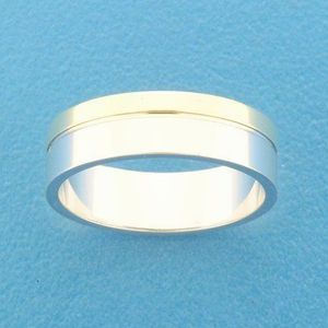 Goud met Zilveren Ring AL762 - 6 mm - zonder steen 5600227 19.00 mm (60)
