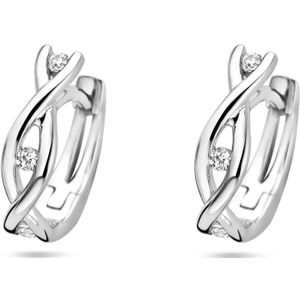 Zilver - Gerhodineerde Klapoorringen - Zirkonia - 13 mm