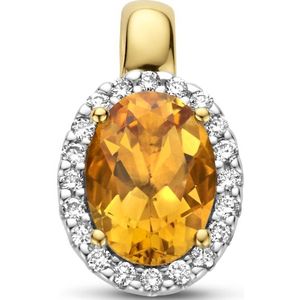goud (geelgoud) hanger citrien 0.50ct en diamant 0.08ct h si halo 4025146
