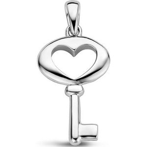 Zilver Gerhodineerde Hanger sleutel hart 1333976