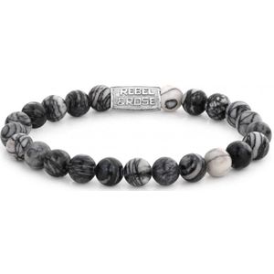 Rebel and Rose Armband RR-80032-S-S - Black Wolf - 8MM