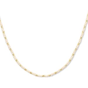 collier bolletjes gediamanteerd en wit glas 3,0 mm 41 + 4 cm 1 micron zilver verguld (geel) 2103042