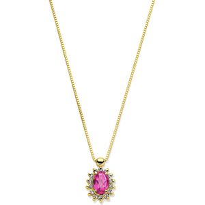 14K geelgoud collier roze topaas en diamant 40 - 42 - 44 cm 0.11ct h si 4030756