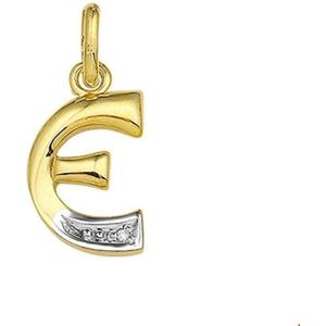 Geelgouden Hanger letter E diamant 0.005ct H SI 4006332