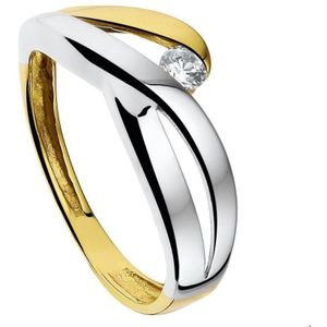 ring zirkonia 14K bicolor goud geel/wit 4205019