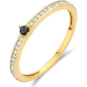 ring zwart en wit zirkonia 14K geelgoud 4023708