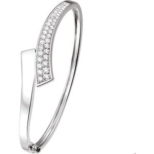 Zilver Gerhodineerde Bangle scharnier zirkonia 16 x 60 mm 1317800