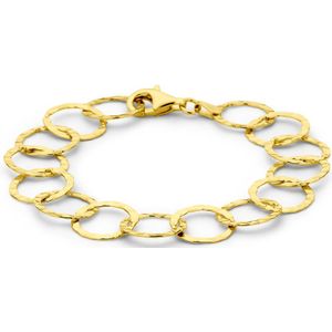 Zilver Verguld - Armband - Geel - Cirkels Gehamerd - 19 cm - 3 Micron