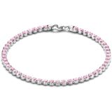 zilver gerhodineerd tennisarmband roze zirkonia 2,8 mm 16 + 3 cm 1335835