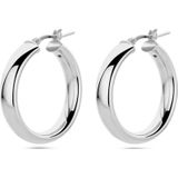 Zilver Gerhodineerde oorringen half ronde buis 1338736