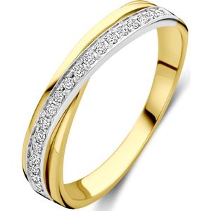 14K bicolor goud geel/wit ring diamant 0.13ct h si 4209066 17.25